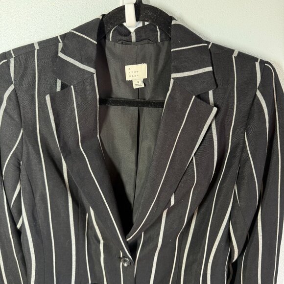 A NEW DAY Linen Blend Striped Blazer Jacket Sz 2 Smart Casual Preppy Quiet Luxur - Picture 4 of 11